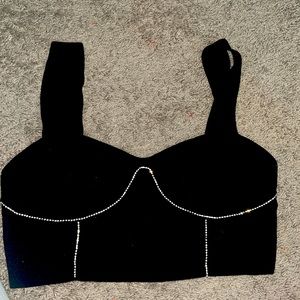 On 12th black rhinestone top